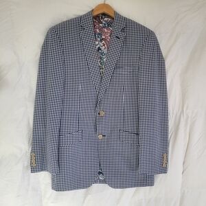 Men's Blue Checkered Blazer By Van Huesen